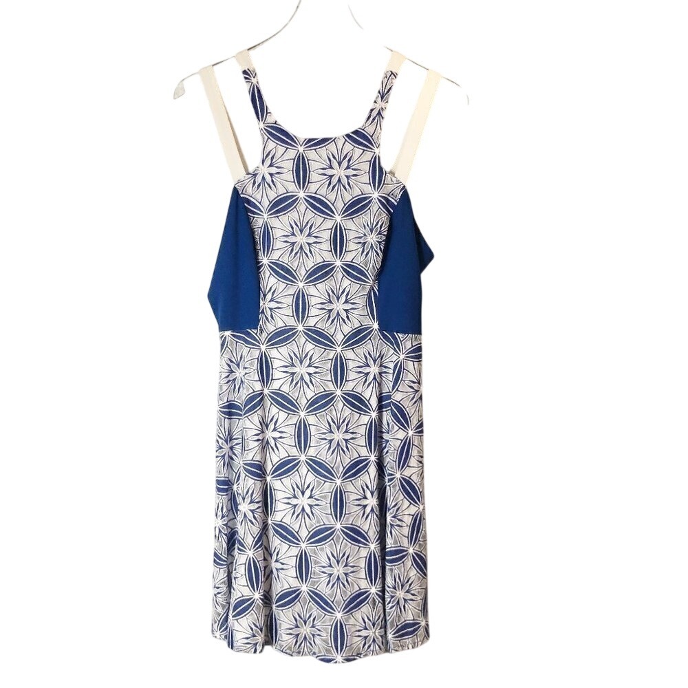 Anthropologie Maude Blue & White Lace Floral Spaghetti Strap Midi Dress Size L‎